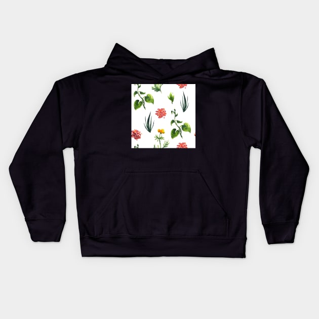 Seamless plants pattern. Floral decorative illustration. Kids Hoodie by Olga Berlet